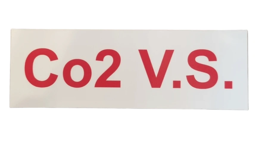 Sticker Tekst CO2 V.S. - 150x50 mm